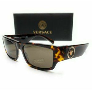 Versace Men's Havana Brown Rectangle Sunglasses!